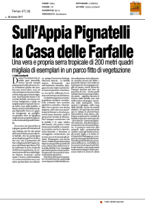 26/03/2017 – Il Tempo – Sull`Appia Pignatelli la casa delle Farfalle