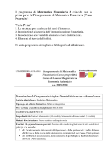 Il programma di Matematica Finanziaria 2 coincide con la prima
