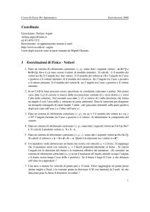 Coordinate 1 Esercitazioni di Fisica
