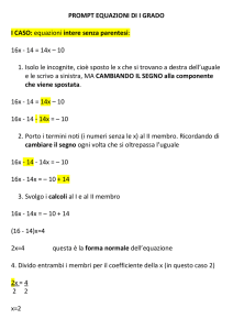 PROMPT EQUAZIONI DI I GRADO I CASO: equazioni intere senza