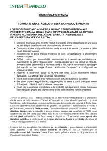 comunicato stampa torino: il grattacielo intesa sanpaolo è pronto
