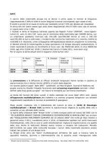 DATI Il cancro della mammella occupa tra le donne il primo posto in