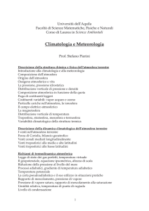Climatologia e Meteorologia - Dipartimento di Scienze per l`Ambiente