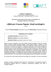 «Sfide per il nuovo Papato. Studi sociologici»