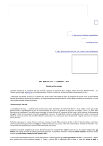 RELAZIONE SULL`ATTIVITA` 2014 Sintesi per la stampa