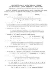 Università degli Studi dellXInsubria " Facoltà di Economia Test di