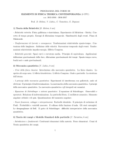 PROGRAMMA DEL CORSO DI ELEMENTI DI FISICA TEORICA