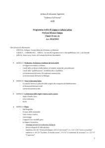 Melfi Programma svolto di Lingua e Cultura Latina Prof.ssa Silvana