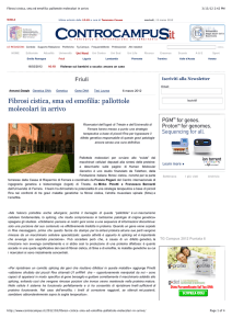 Fibrosi cistica, sma ed emofilia: pallottole molecolari in arrivo