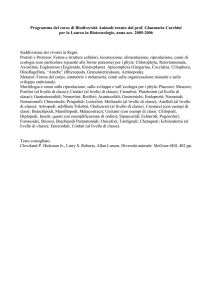 Programma del corso di Biodiversità Animale tenuto dal prof