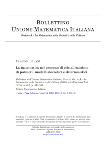La matematica nel processo di cristallizzazione di polimeri: modelli