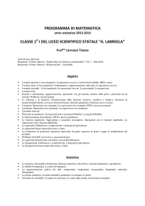 programma di matematica classe 1 i del liceo
