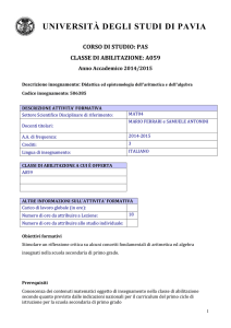 Didattica ed epistemologia dell`aritmetica e dell`algebra