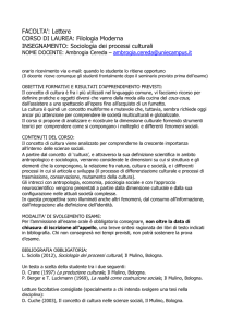 FACOLTA`: Lettere CORSO DI LAUREA: Filologia