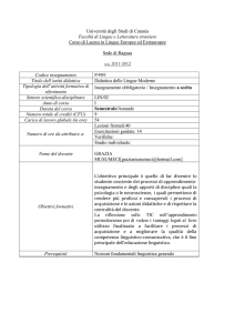 Università degli Studi di Catania Facoltà di Lingue e Letterature
