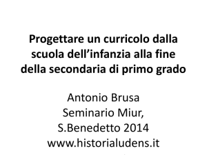 Progettare un curricolo dalla scuola dell`infanzia alla fine della