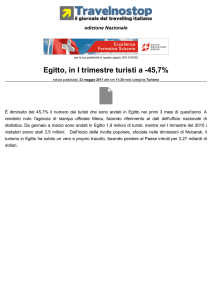 Egitto, in I trimestre turisti a -45,7%