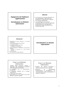 Ingegneria del Software - applicazioni: Introduzione ai Sistemi