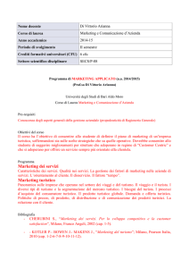 Marketing dei servizi Marketing turistico