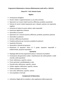 Programmi di Matematica e Scienze effettivamente svolti nell`a.s