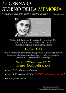 27 GENNAIO 27 GENNAIO GIORNO DELLA MEMORIA