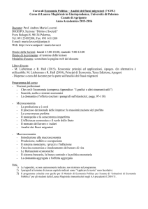 Corso di Economia Politica – Analisi dei flussi migratori (7 CFU