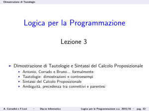 Logica per la Programmazione Corso di Laurea in INFORMATICA