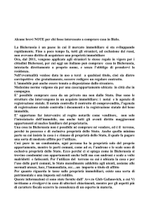 Alcune brevi NOTE per chi fosse interessato a comprare casa in