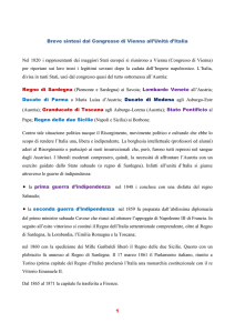 1 Breve sintesi dal Congresso di Vienna all`Unità d`Italia Nel 1820 i