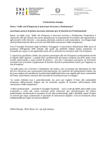 sulle reti d`impresa si muovano Governo e Parlamento