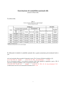 Esercitazione di contabilità nazionale (II)