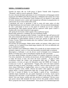 MEDEA, VENERDÌ 26 MARZO Venerdì 26 marzo alle ore 21,00
