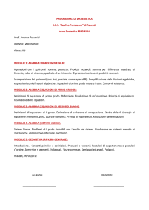 PROGRAMMA DI MATEMATICA I.P.S. “Maffeo Pantaleoni” di