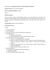Idrologia di Bacino e Gestione delle Risorse Idriche