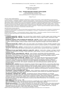 PROGRAMMA DEFINITIVO prof. ing. Pagliarani ITMA TECNOLOGIE