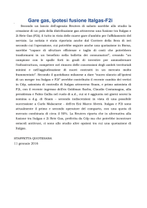 Gare gas, ipotesi fusione Italgas-F2i