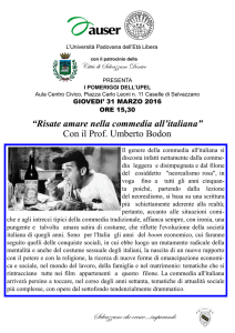 “Risate amare nella commedia all`italiana” Con il Prof. Umberto Bodon