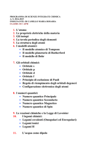 1. L`atomo 2. Le proprietà elettriche della materia 3. Gli isotopi 4. La