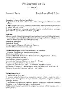 ANNO SCOLASTICO 2015/ 2016 CLASSE I  C Programma di greco