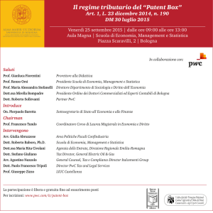 Il regime tributario del “Patent Box”