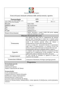 Farmacologia Obiettivi Formativi del corso Programma