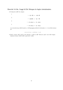 Esercizi 14 bis. Leggi di De Morgan in logica intuizionista