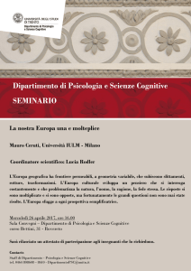 Dipartimento di Psicologia e Scienze Cognitive SEMINARIO