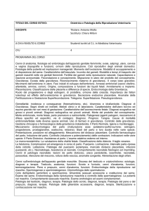 TITOLO DEL CORSO ESTIVO: Ostetricia e Patologia della