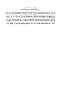 IN BREVE LA VITA DI MONS. ENRICO BARTOLETTI Nato a S