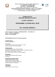 PROGRAMMA di STORIA DELL ARTE Prof. VALERIO SORDELLI