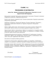 classe 4 a programma di matematica
