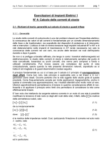 Esercitazioni di Impianti Elettrici 1 N° 4: Calcolo delle correnti di ctocto