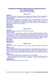 TECNICHE DI RICERCA PSICOLOGICA E DI ANALISI DEI DATI