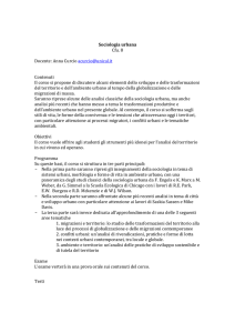 Sociologia urbana 8 CFU a a 2009 10